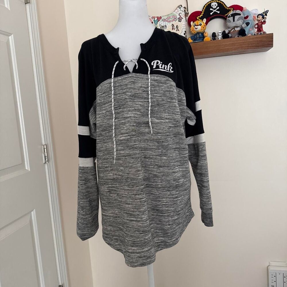 Victoria-s-secret Women's Black and Grey Hoodie